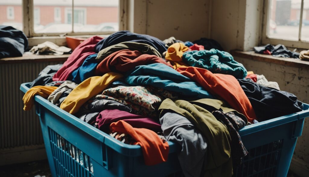 Vêtements tendance sur fond de pollution environnementale