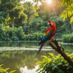 Oiseaux colorés dans un parc verdoyant à Villars