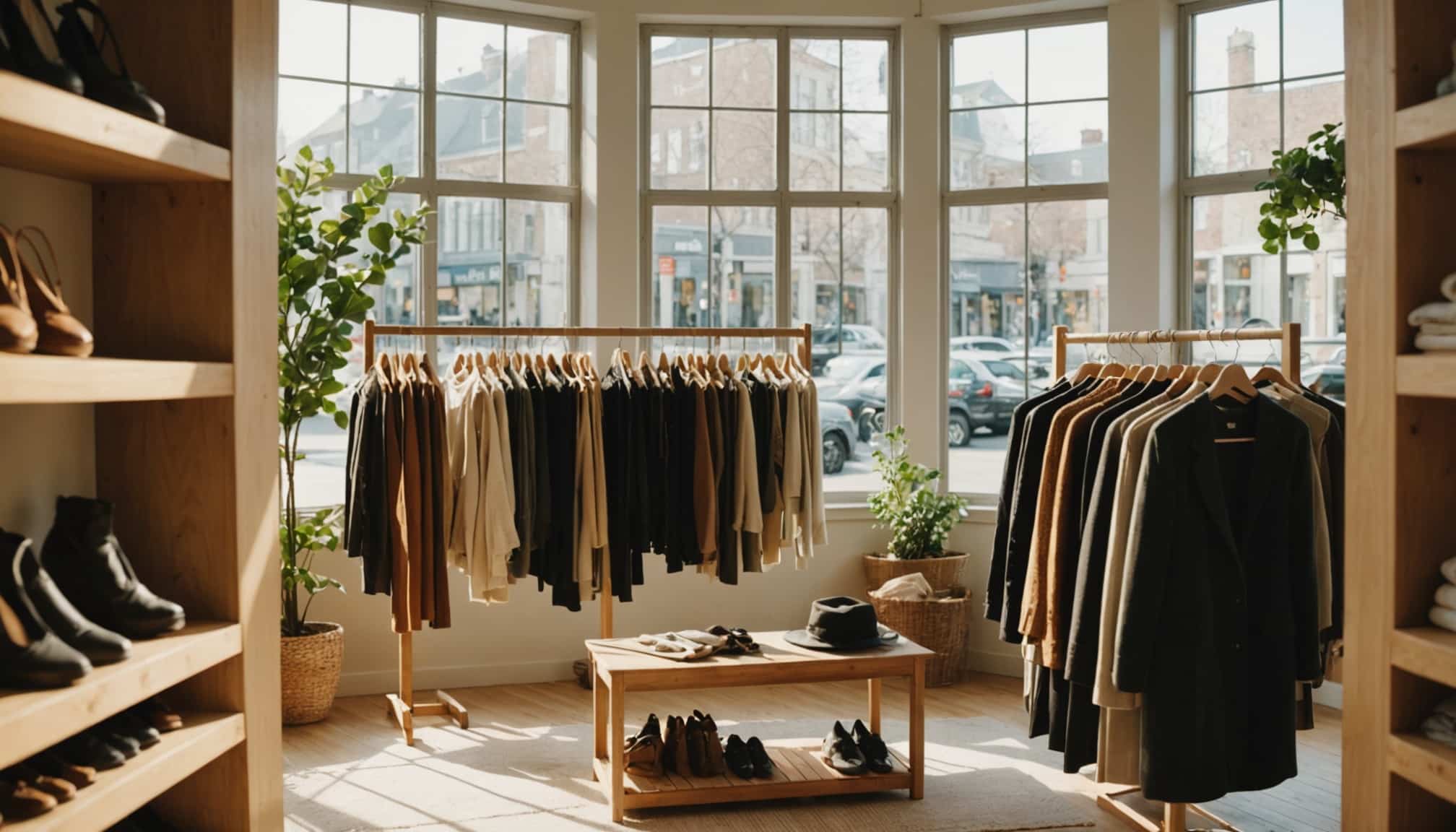 Vêtements tendance sur fond de pollution environnementale  
Mode rapide et nature en contraste avec des solutions éthiques